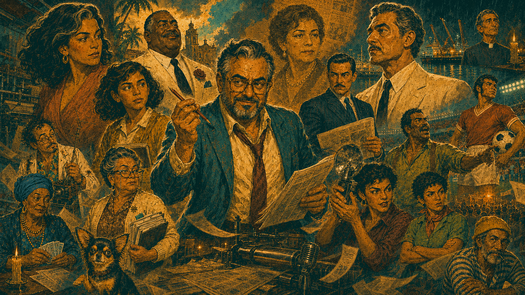 The ensemble cast of El Mequetrefe across Puerto Bonanza